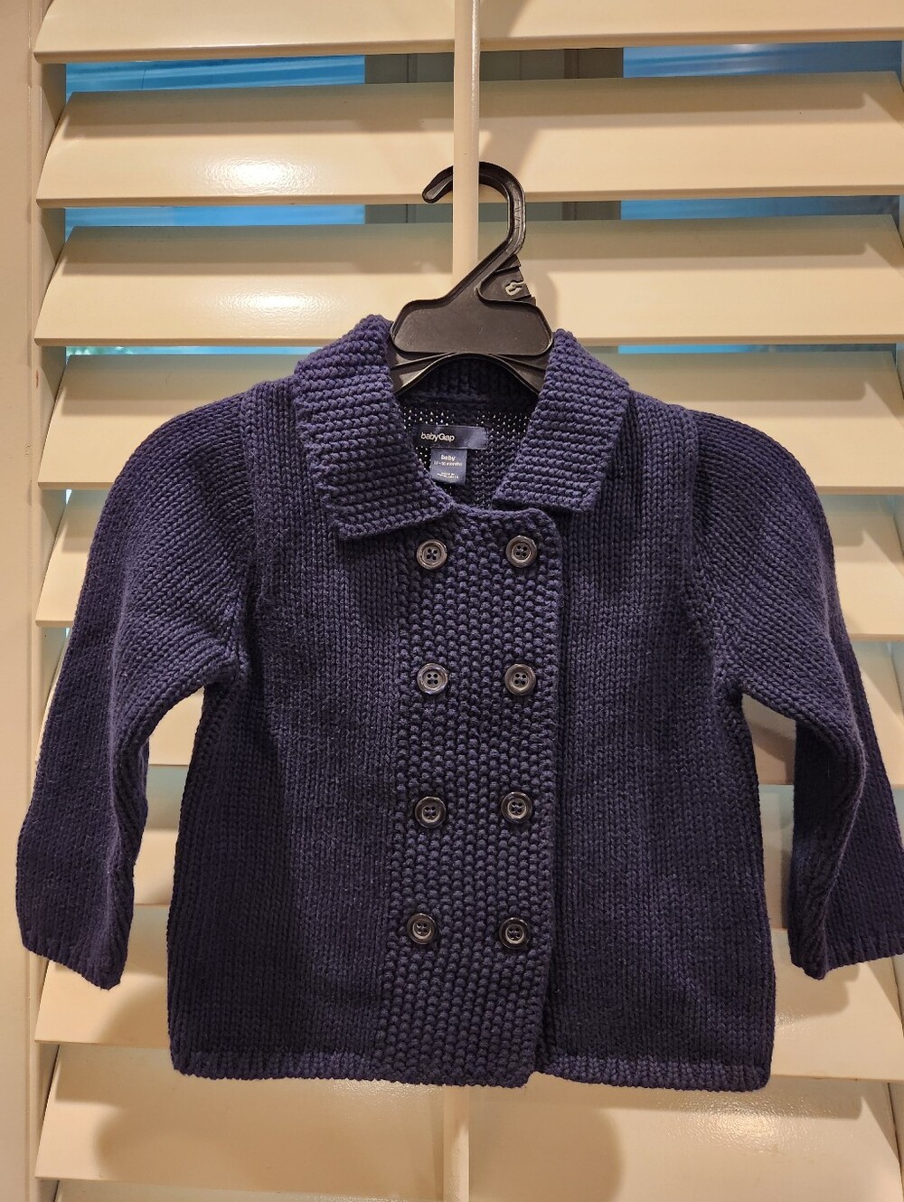 GAP Navy Double-Breasted Knit Cardigan Jacket, Size 12-18M